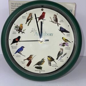 Audubon Singing Bird Clock 8 Inch Green Mark Feldstein National Audubon Society